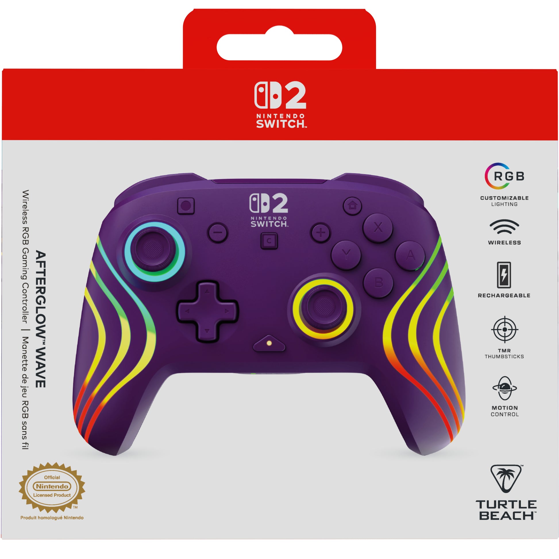 Turtle Beach Afterglow Wave – Gamepad – Bluetooth/USB, RGB, 20 h – für Nintendo Switch, Violett