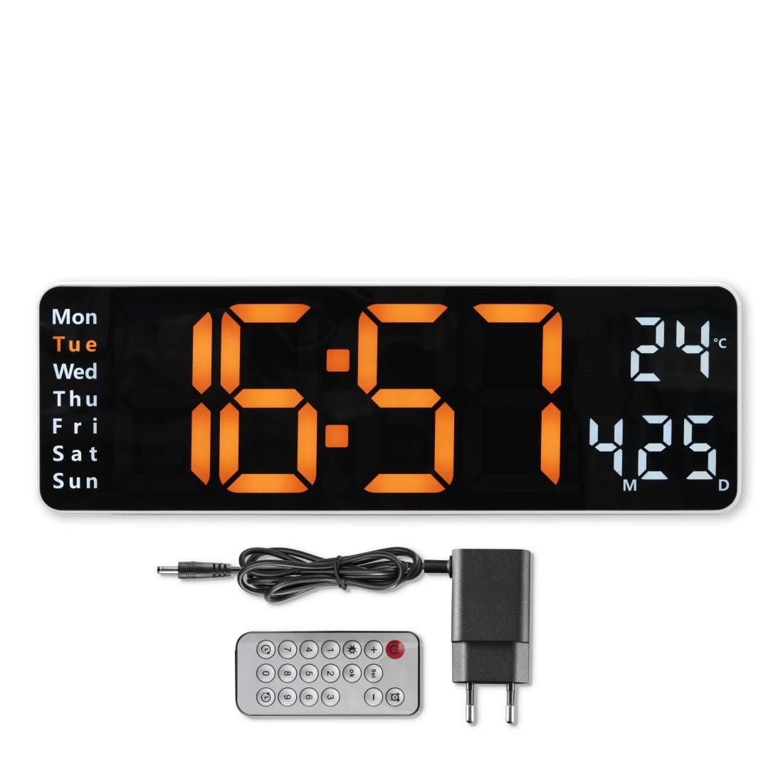 Hama Santa Cruz Wanduhr – Digital, Thermometer, 32 × 10 × 3 cm, weiss