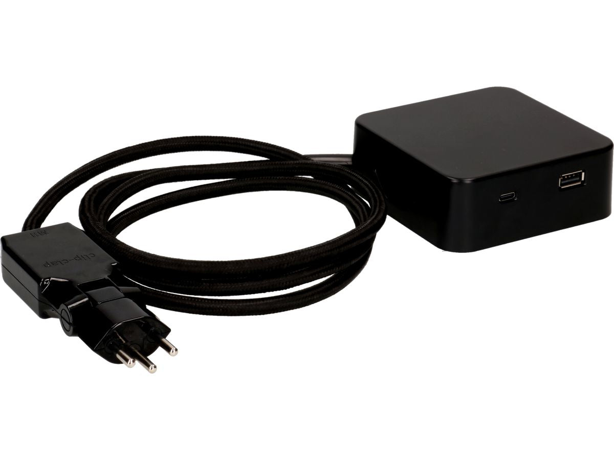 maxTEX Cube Steckdosenleiste – 3× T13, USB‑A/C, 2 m, ohne Schalter, schwarz
