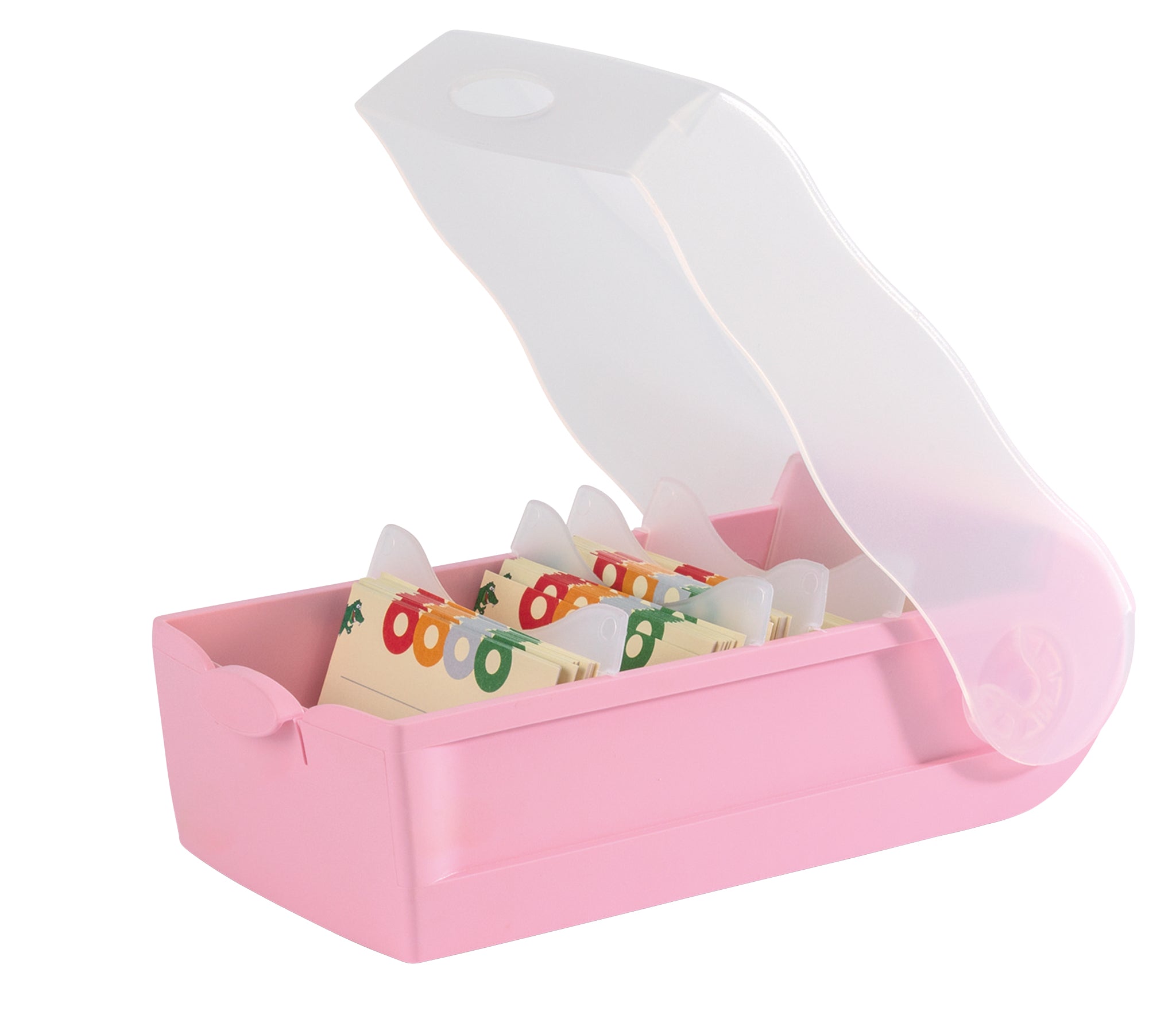 HAN Karteikasten CROCO – für A7 quer – mit Deckel, für 900 Karten, Polypropylen (PP), rosa transparent