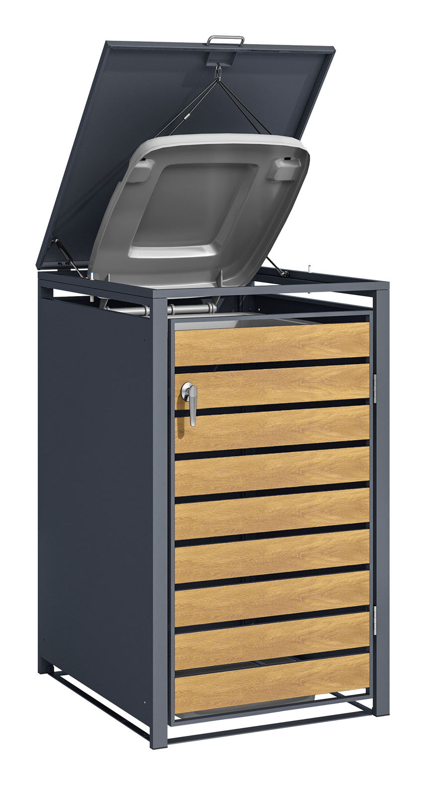 Phoenix Safe Co. Müllcontainer GB1168AWK – Stahl, rechteckig – anthrazit/Eichenholzoptik – mit Deckel