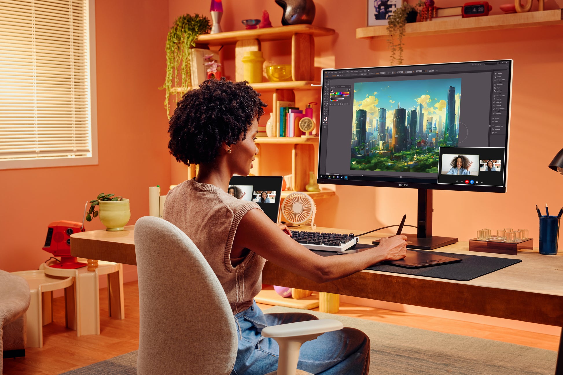 HP OMEN Transcend 32 – 31,5", 3840 × 2160 (4K), OLED, 240 Hz, USB-C 140 W, KVM, DisplayHDR 400
