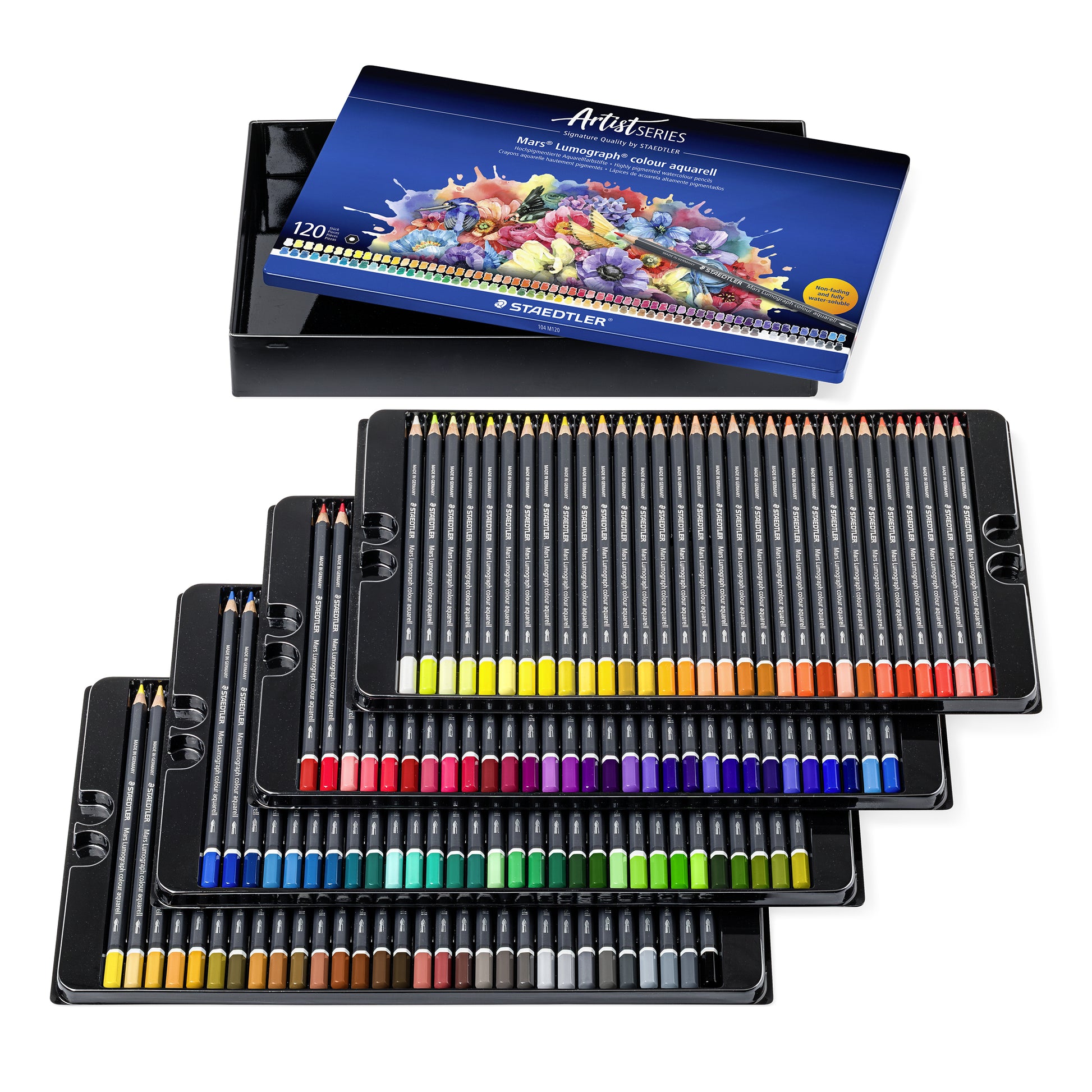 Staedtler Aquarellfarbstifte Artist Line – Sechskant, Minen-Ø 3,6 mm, 120 Farben