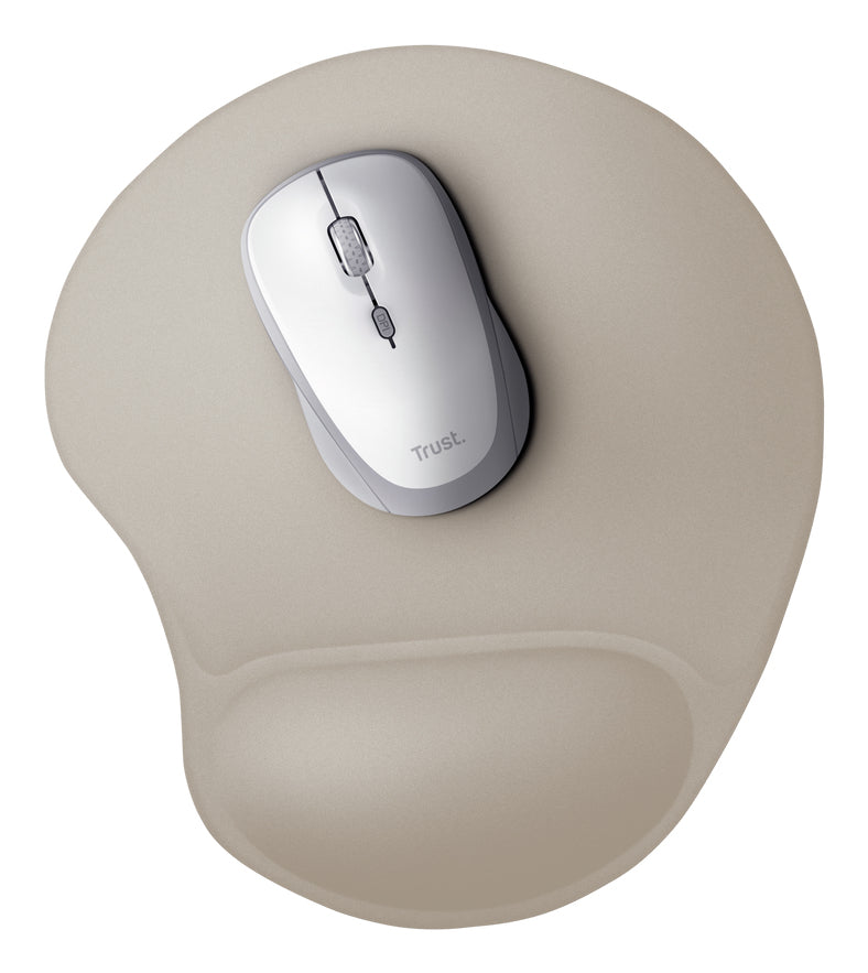 Trust Mauspad mit Handgelenkauflage – S – Gel – Beige – 205 × 236 mm – rutschfest