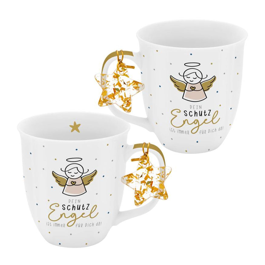 Sheepworld Tasse Engel – 400 ml, Ø 9,0 cm, H 10,0 cm, Porzellan, Weiss/Gold