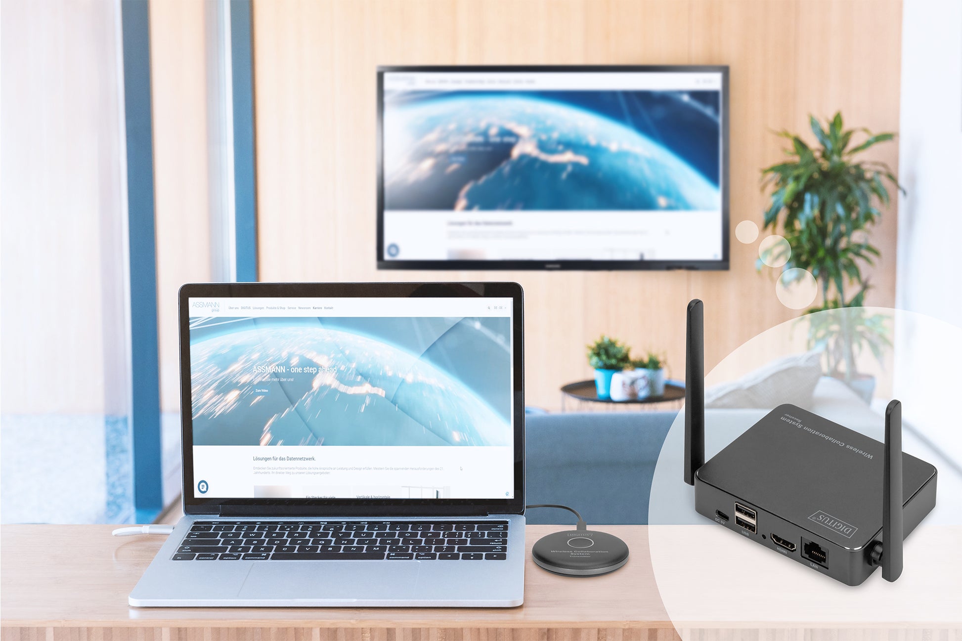 Digitus Click & Present Pro – Drahtloses Präsentationssystem – 4K, HDMI, Schwarz/Grau