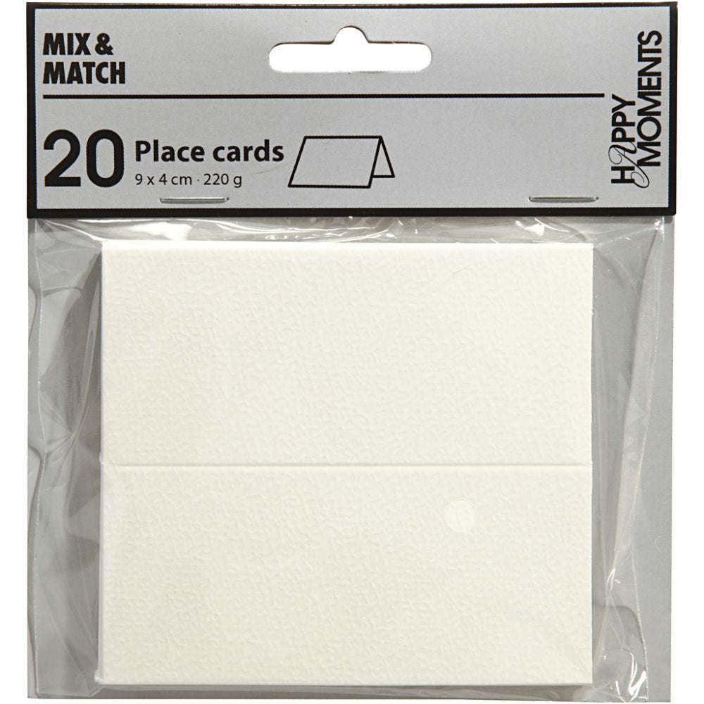 Creativ Company Tischkarten Hochzeit – Weiss – 9 × 4 cm – Papier – 20 Stk