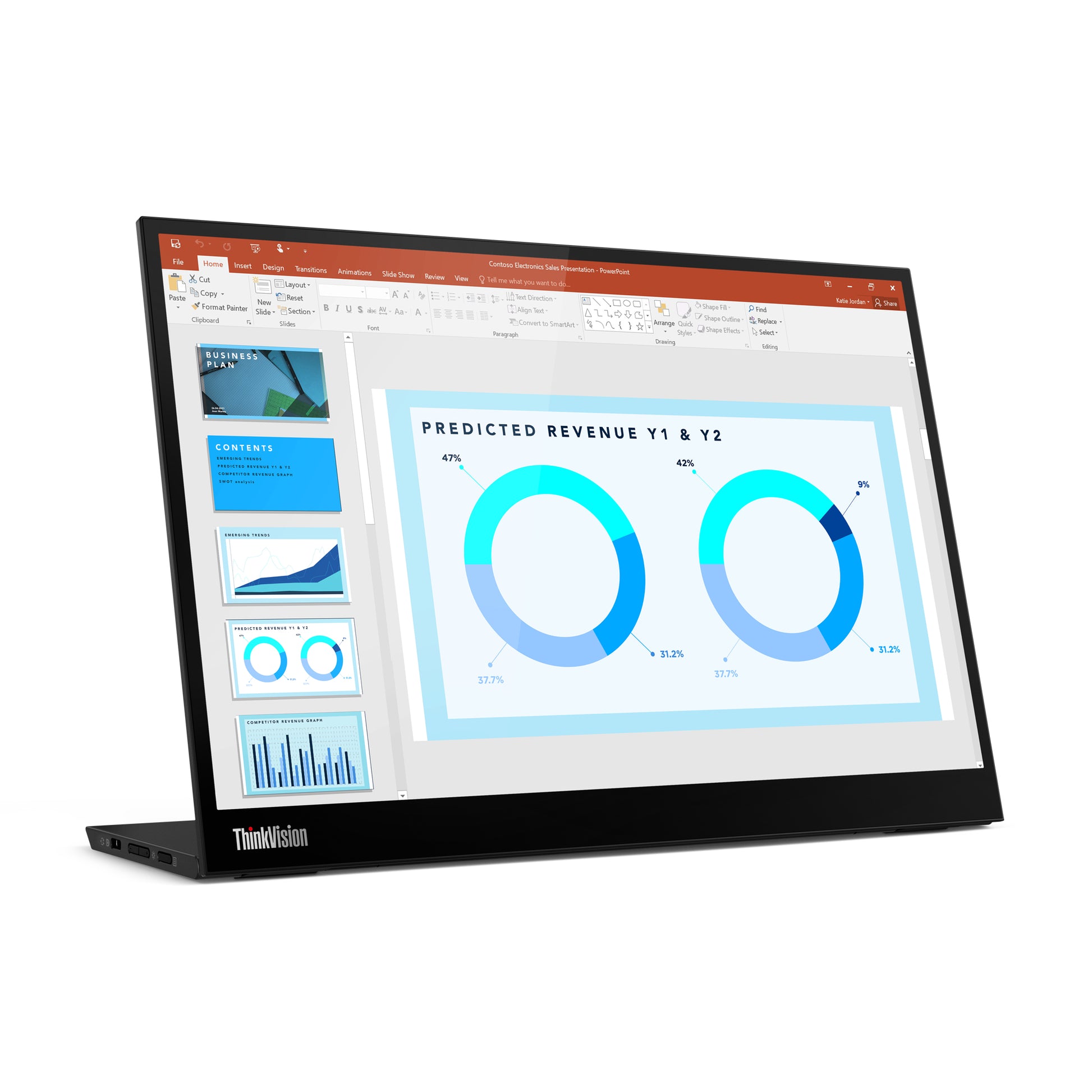 Lenovo M14 – Portabler Monitor, 14", 1920 × 1080 (Full HD), IPS, 2× USB-C, 300 cd/m²
