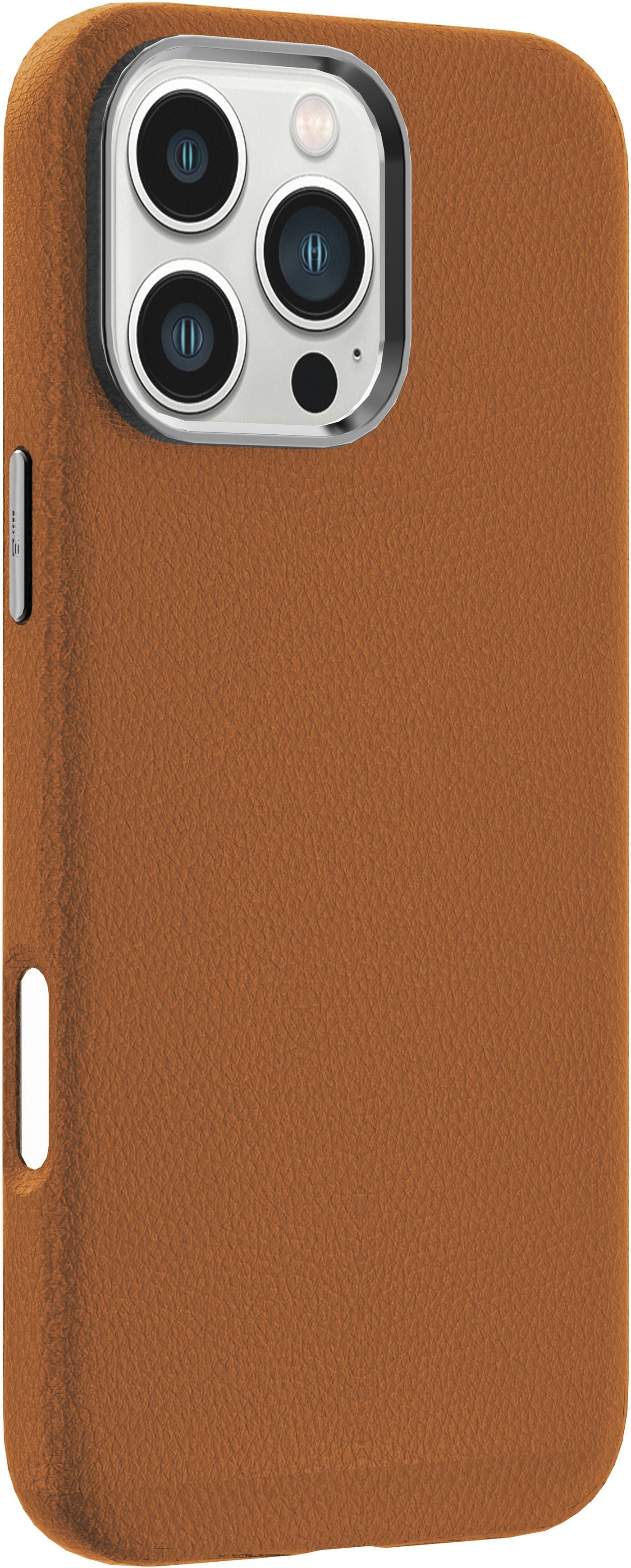 eSTUFF INFINITE Venice Backcover – für Apple iPhone 16, MagSafe, Leder, Braun