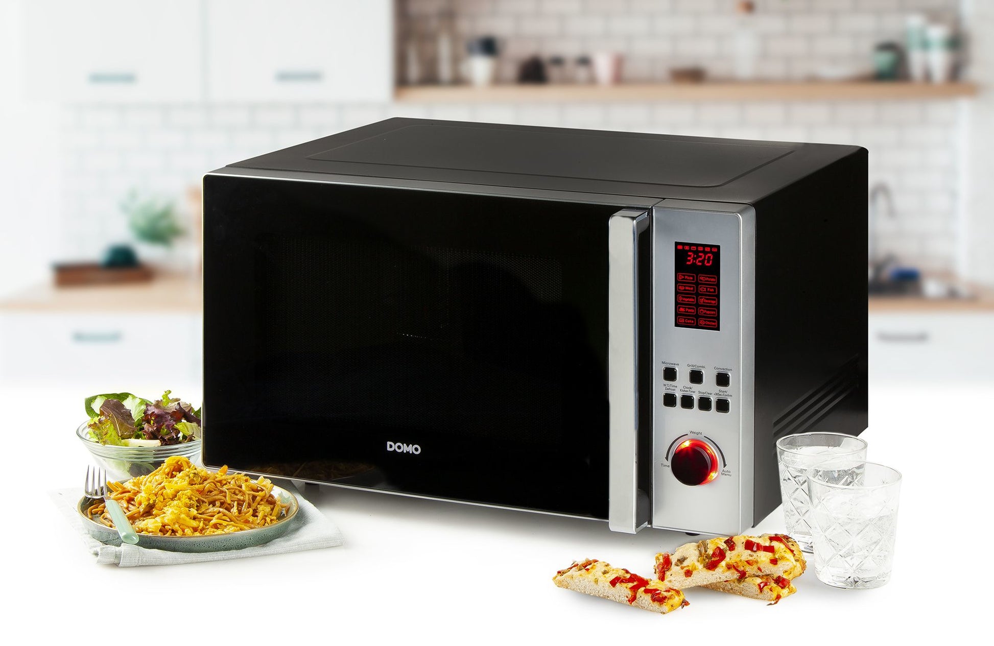 Domo Kombi-Mikrowelle DO24201C – 42 l, Grill & Heissluft, 1000 W – Schwarz/Grau