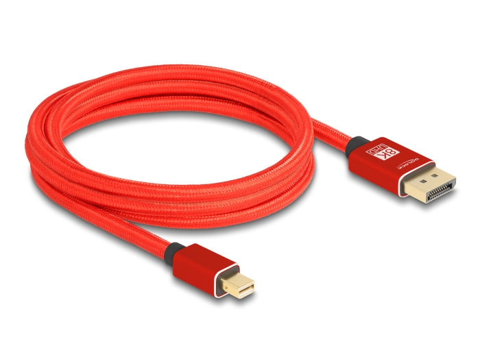 DeLOCK Mini DisplayPort auf DisplayPort Kabel DP 1.4 8K 60 Hz – 2 m – Rot