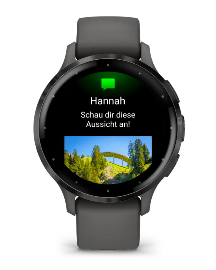 Garmin Venu 3S – Smartwatch – 41 mm, 1,2", GPS, AMOLED, Gorilla Glass, 50 m, Kieselgrau/Schwarz, Sportarmband