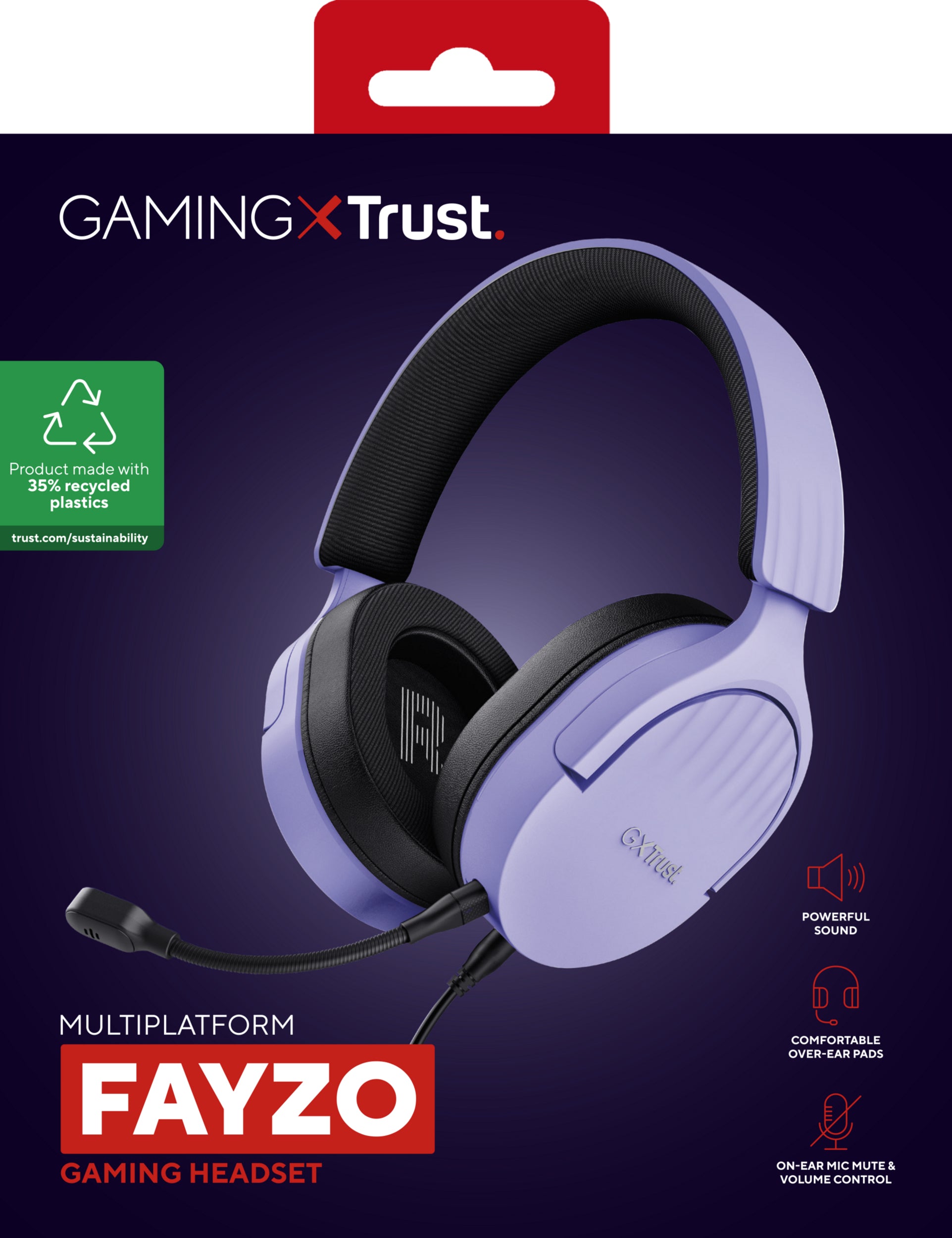 Trust GXT489 FAYZO Gaming-Headset – On-Ear, Stereo, Kabelgebunden, 3,5 mm Klinke, Violett