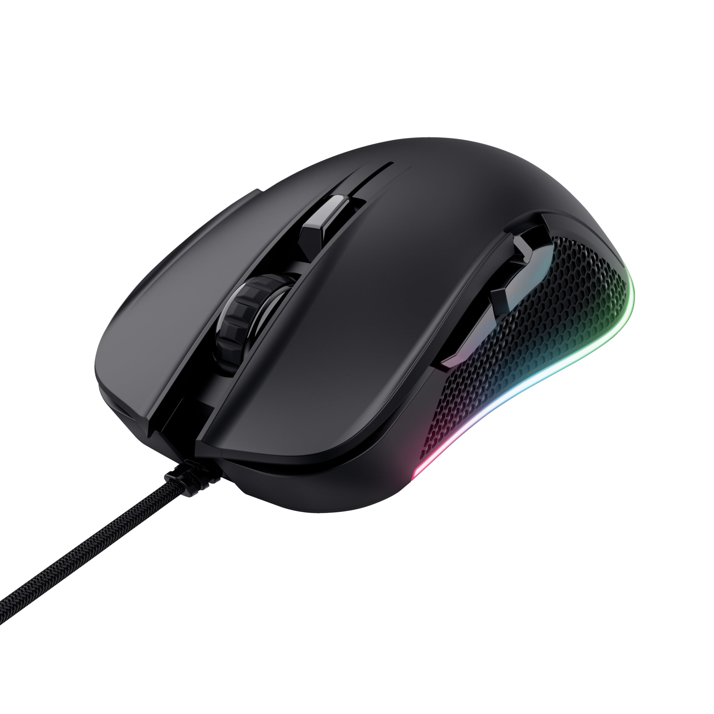 Trust GXT 922 Ybar – Gaming-Maus – Kabelgebunden (USB-A), 7200 DPI, RGB-Beleuchtung, rechts, Schwarz