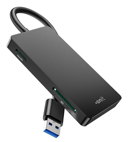 ONIT USB-Kartenleser USB-A – CF, microSD, SD – USB 3.2 Gen 1 (5 Gbit/s) – Schwarz