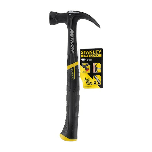 Stanley FatMax Klauenhammer AntiVibe – Kopfgewicht 453 g, Breite 130 mm – Gummigriff