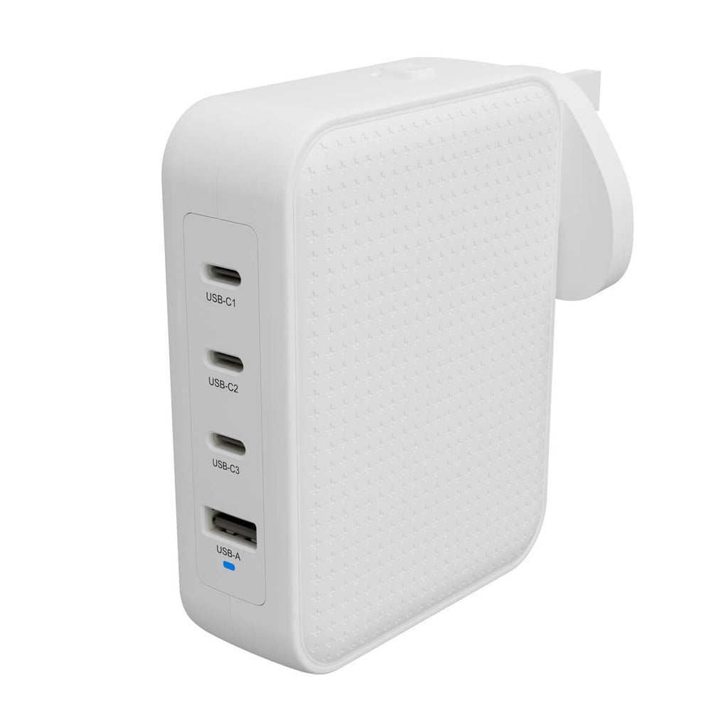 HYPER HJ1001WHWWGL USB-Wandladegerät 140 W – USB-C×3, USB-A×1 – PD 3.1, PPS, QC 3.0, GaN
