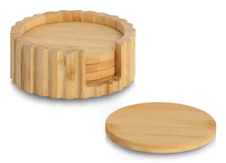 Zeller Present Glasuntersetzer – 6er Set, Ø 12 cm, H 4,7 cm, Bambus