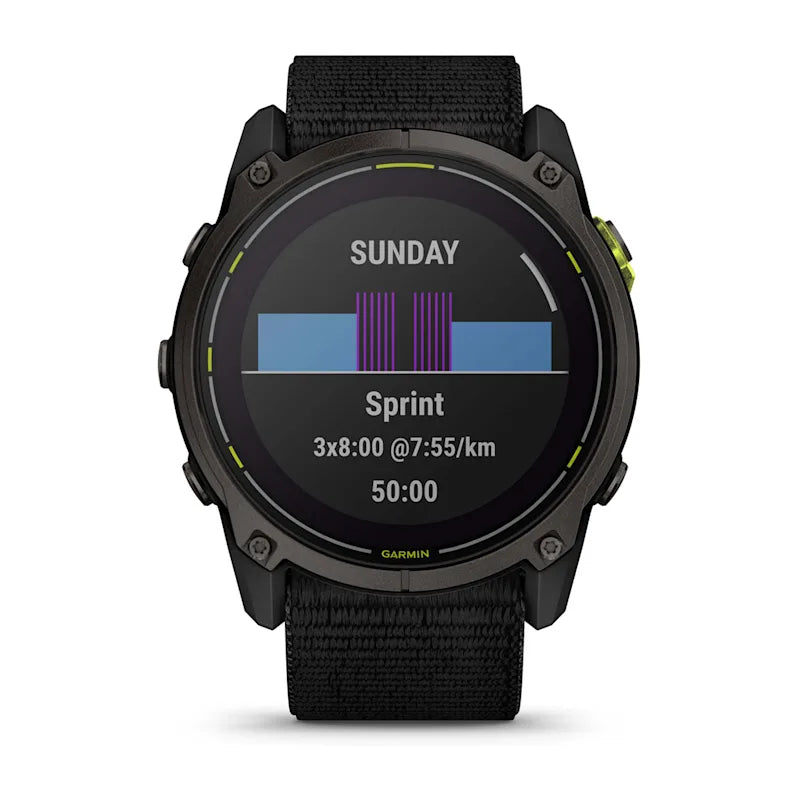 Garmin Enduro 3 Solar – GPS-Smartwatch – 51 mm, 1,4", WLAN, Titangehäuse, Carbon Grau, Schwarz, Ultra Fit Nylon