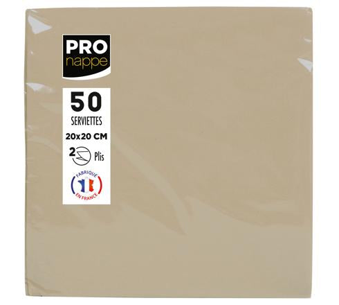 PRONAPPE Cocktail-Servietten – Beige – 20 × 20 cm, 2-lagig – 50 Stück