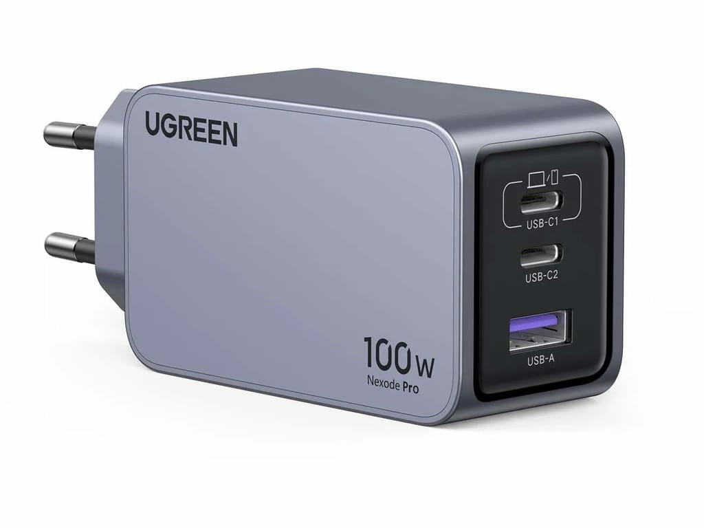 UGREEN Nexode Pro 25874 USB-Ladegerät 100 W – USB-C×2, USB-A×1 – PD, GaN – EU-Stecker (Typ C)