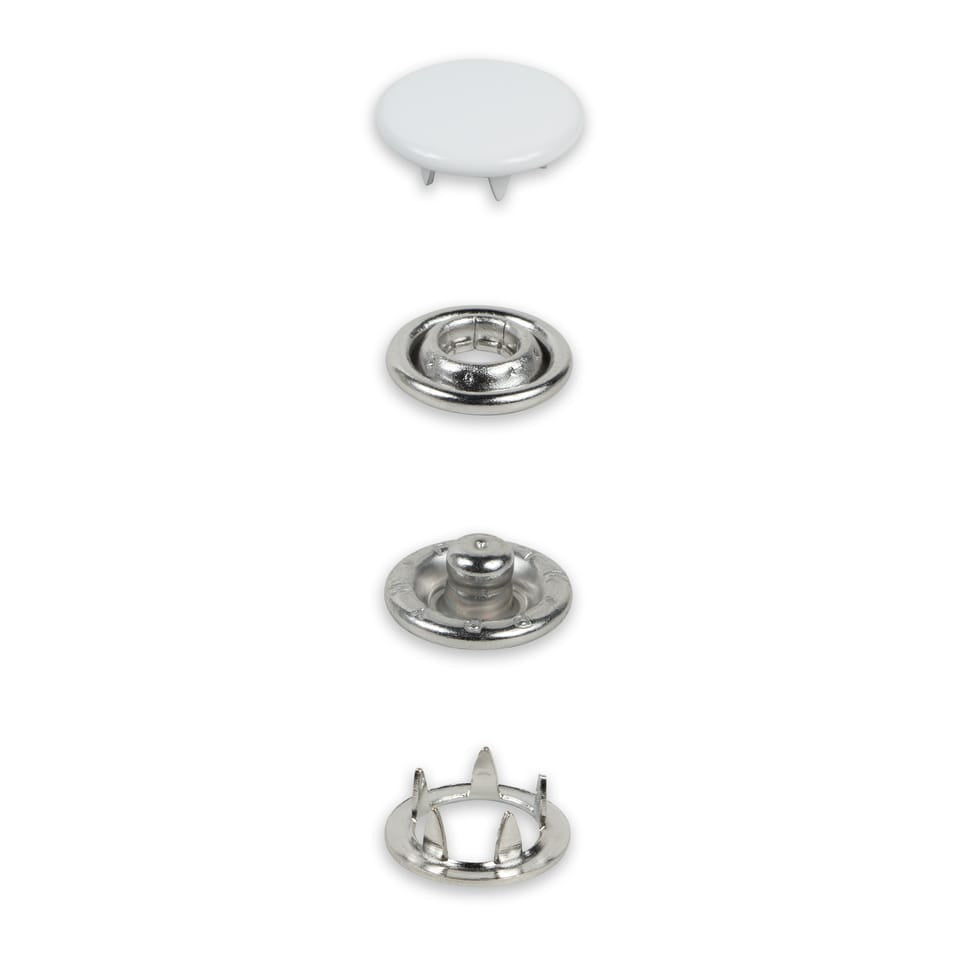 Prym Druckknöpfe Ø 12 mm – Jersey, Messing, Weiss, 20 Stück