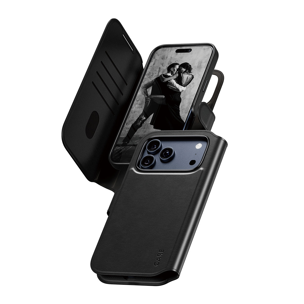 PanzerGlass Booklet-Hülle Tango – für Apple iPhone 17 Pro Max – schwarz – Kunstleder, MagSafe-kompatibel