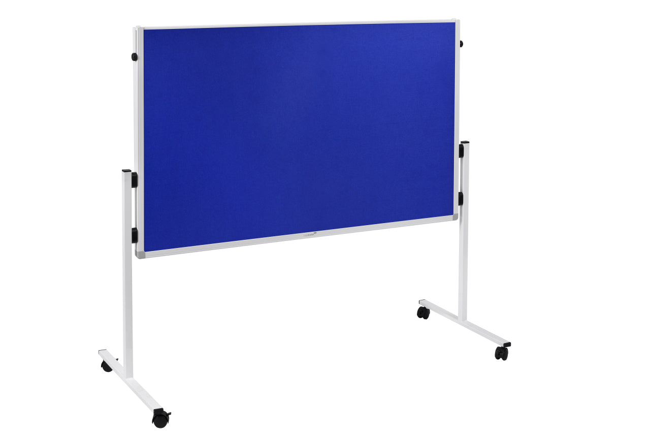 Legamaster Moderationswand – Filz, mit Rollen, doppelseitig – 120 × 150 cm – Blau, Alurahmen