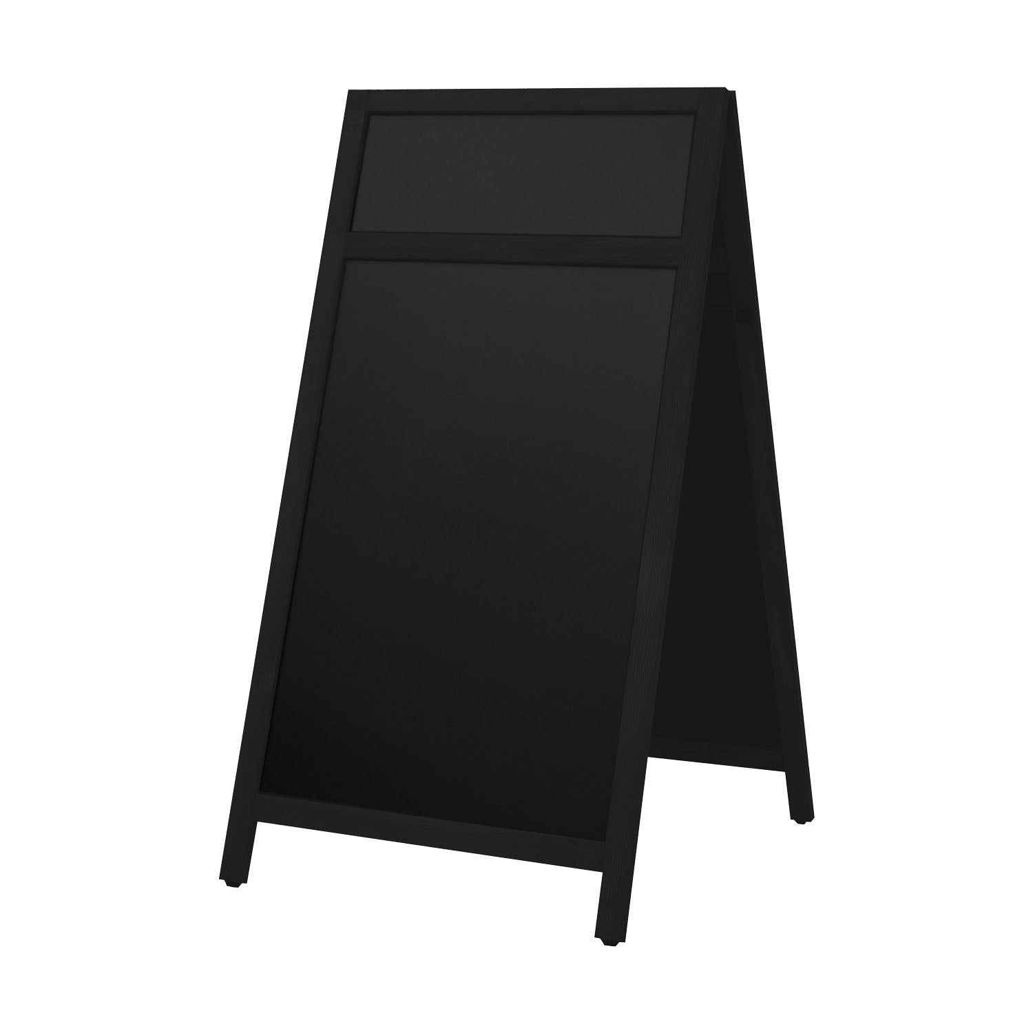 Europel Kundenstopper – 660 × 1'280 mm – Melamin, Kiefernholzrahmen, schwarz – doppelseitig für Kreidemarker