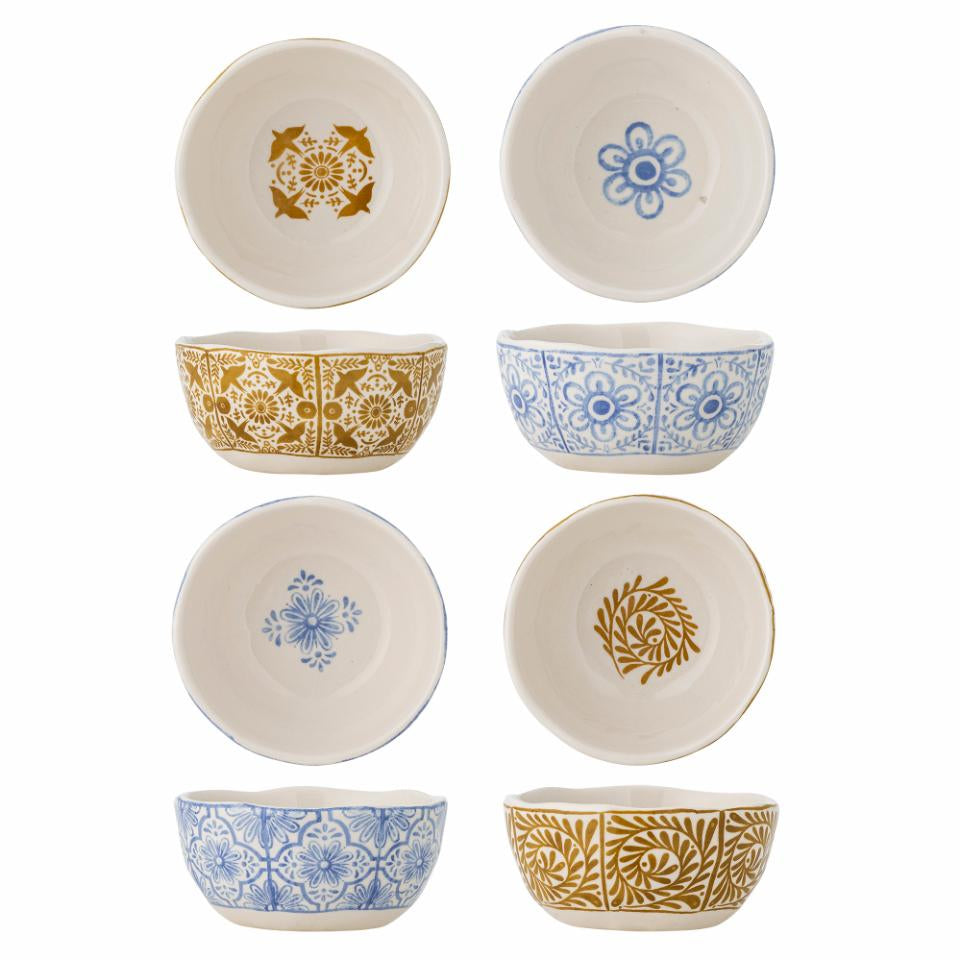 Bloomingville Milton Schalen – 4er Set, 200 ml, Ø 10,5 cm, Steinzeug, Gelb, spülmaschinenfest