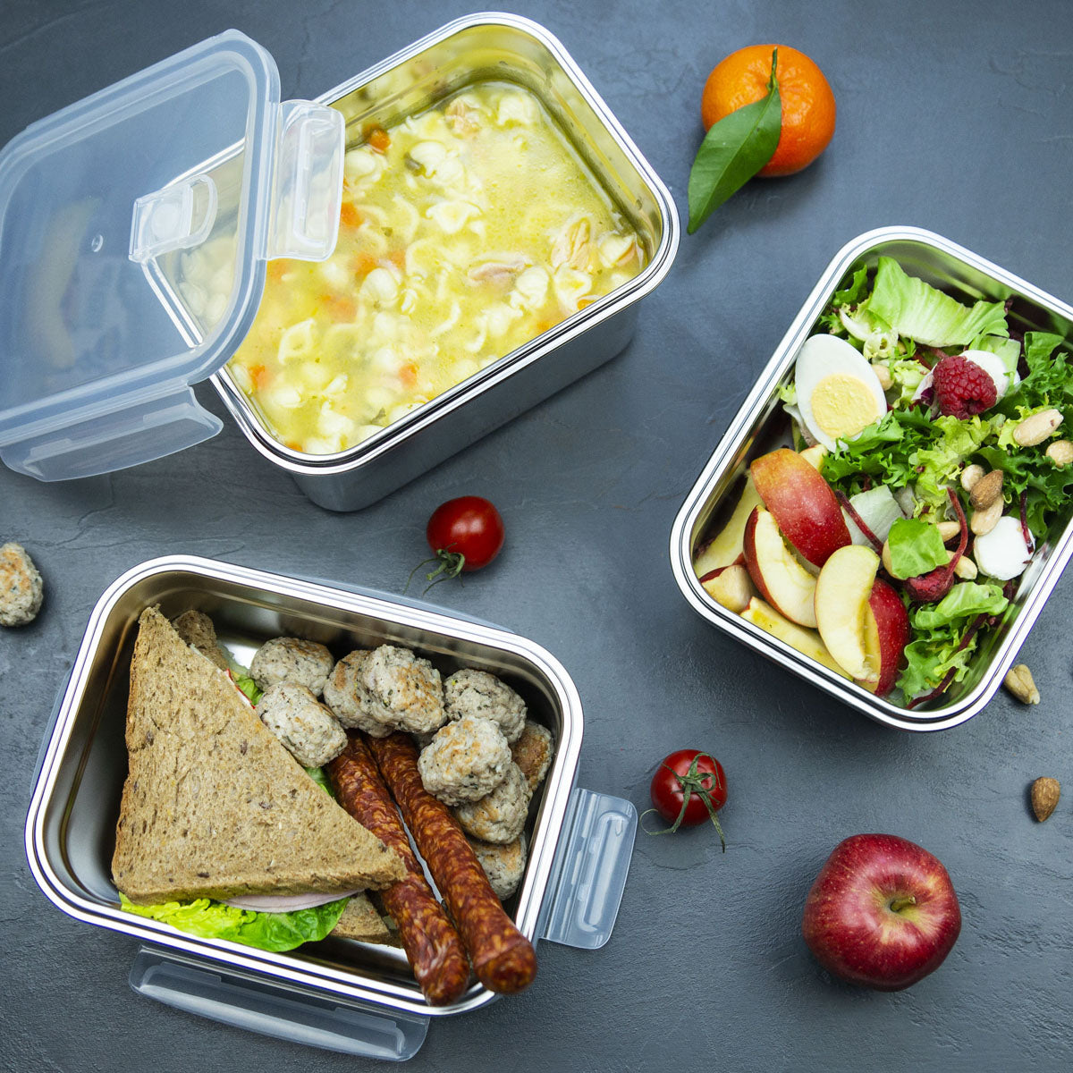 Lurch Lunchbox – 1,5 l, 19,5 × 14,5 × 6,5 cm, Edelstahl/Kunststoff, spülmaschinenfest, auslaufsicher