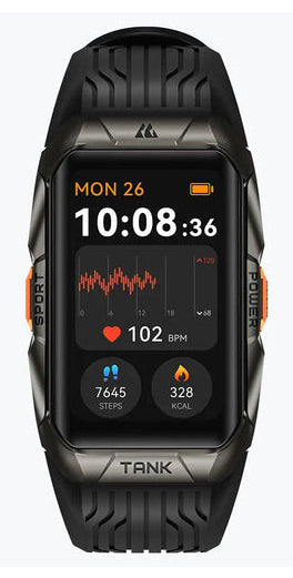 Kospet Tank X2 Ultra 34 mm GPS – Edelstahl Schwarz, Sportarmband, 50 m, für Android, iOS