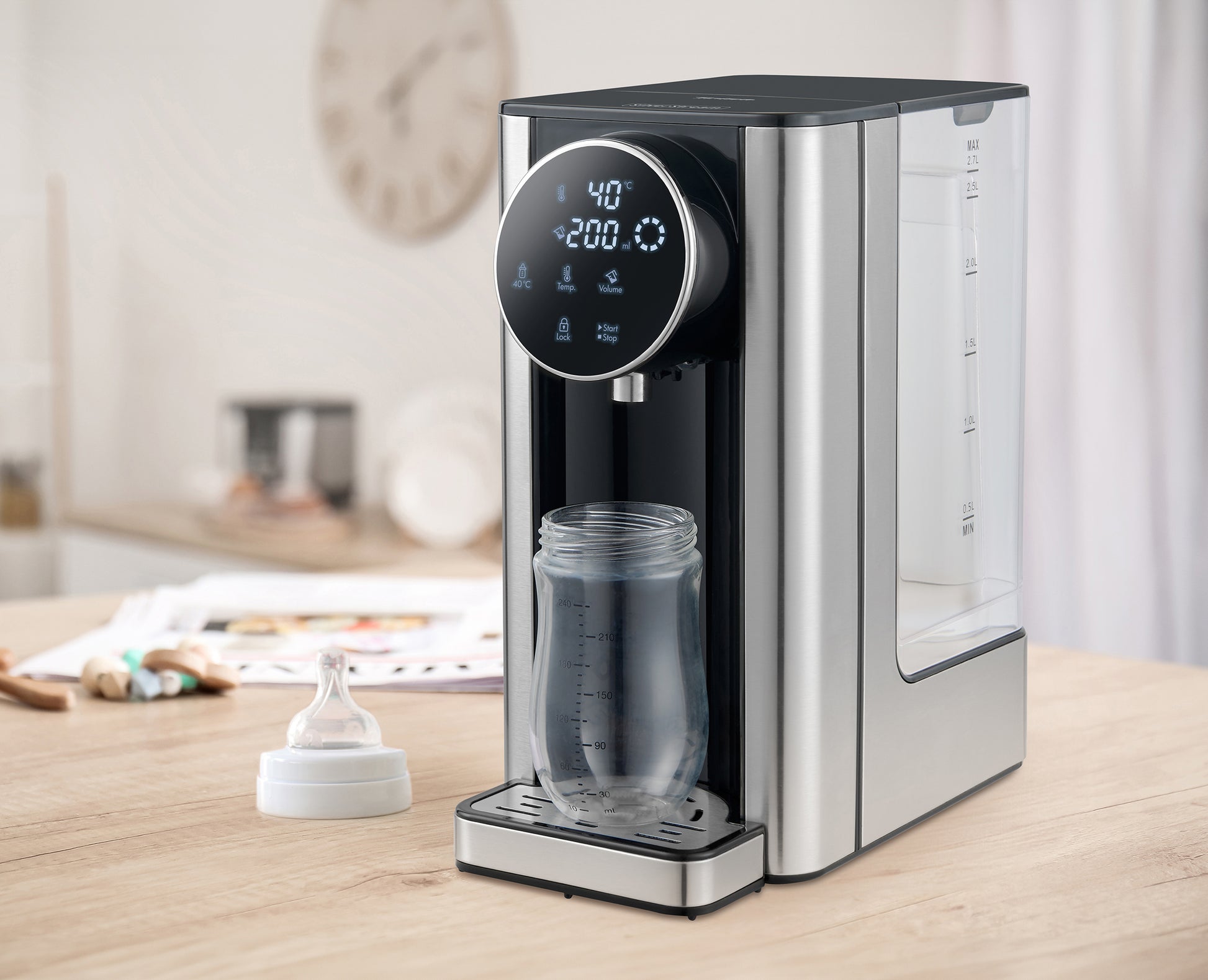 Trisa Silver Stream Wasserkocher – 2,7 l, mit Temperaturwahl, Edelstahl