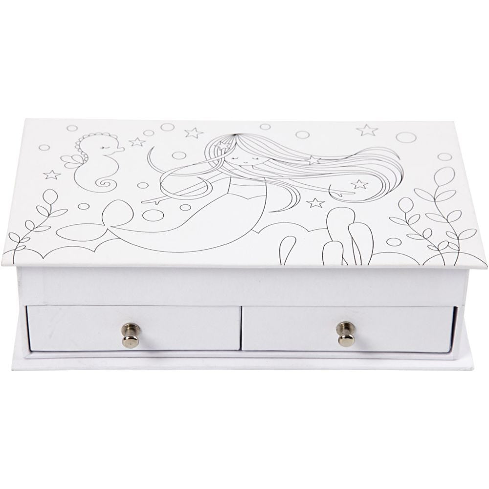 Creativ Company Schmuckkästchen, Karton, Weiss, 18 × 5 × 10,5 cm, Eckig
