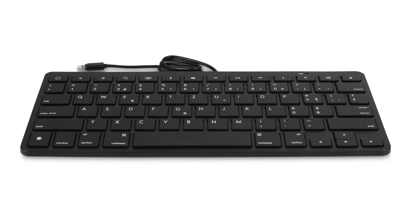 LMP Lightning KB – Tastatur, kabelgebunden (Lightning), CH-Layout (DE-CH), Scherenmechanik, Schwarz – für iPadOS & iOS