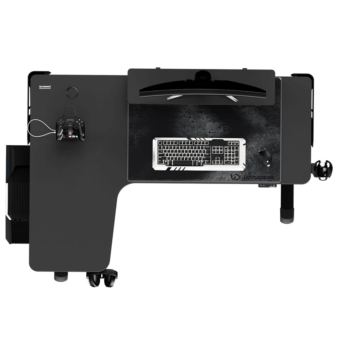 Ultradesk Winger Gaming-Tisch – 155 × 60 cm, höhenverstellbar, schwarz, Stahl