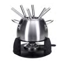 Nouvel Fondue Bourguignonne-Set 9-teilig, für 6 Personen – mit Pastenbrenner, Edelstahl, für Rechaud, schwarz