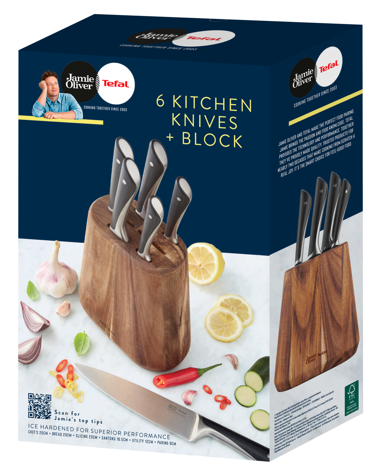 Tefal Jamie Oliver Messerblock – 6-teilig – Holz – Braun