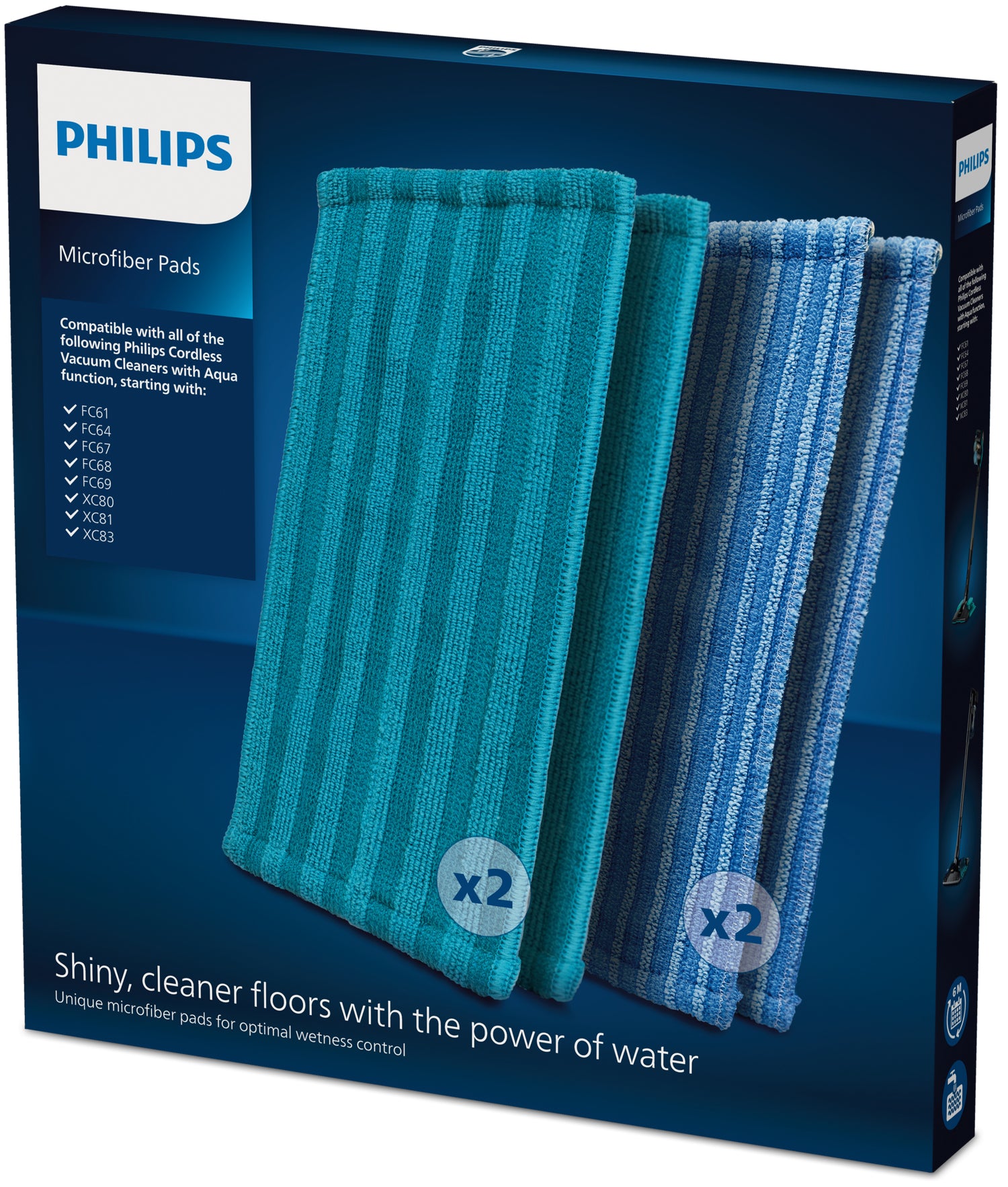 Philips Wischbezug XV1700/01 – 4 Stk. – Mikrofaser – 28,0 × 13,1 × 0,3 cm