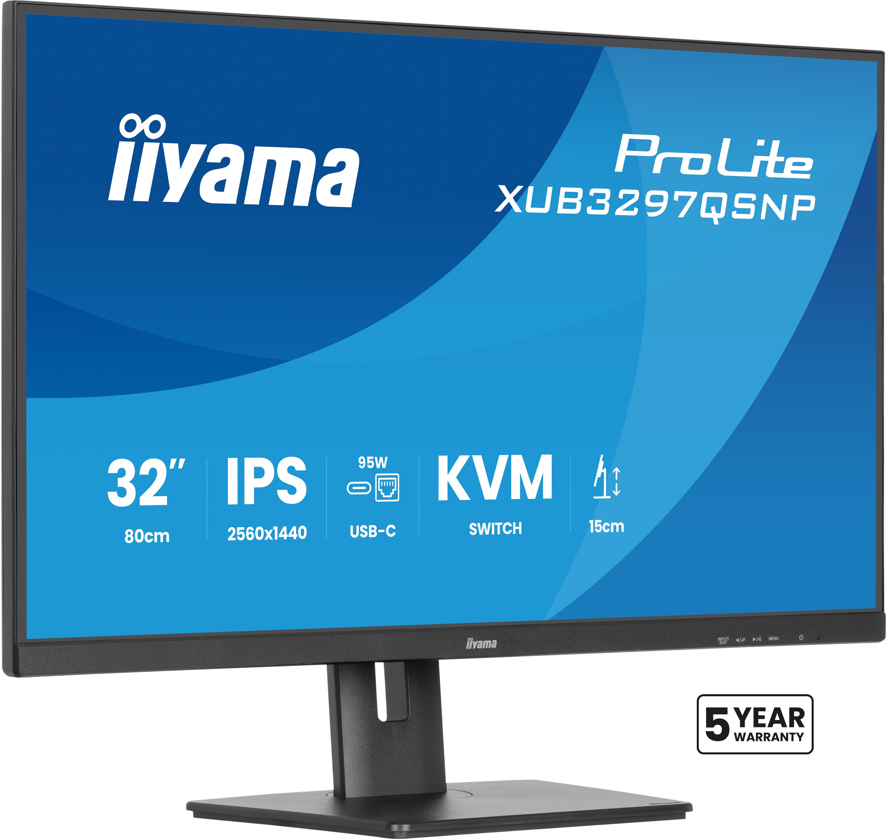 iiyama ProLite XUB3297QSNP-B1 – Monitor, 32" 2560 × 1440 (WQHD), IPS, 350 cd/m²