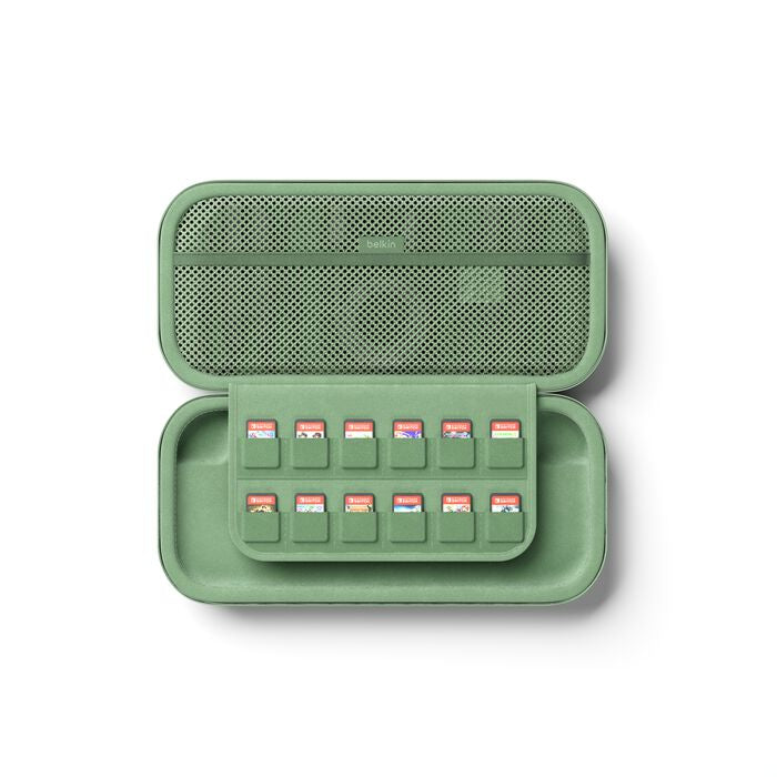 Belkin Tragetasche – wasserfest, stossfest – für Nintendo Switch 2 – 145 × 46 × 293 mm – grün, Polyester/Samt