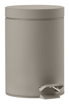 Zone Denmark Solo Papierkorb – 3 l, mit Deckel – Stahl, Taupe – Ø 170 × H 250 mm