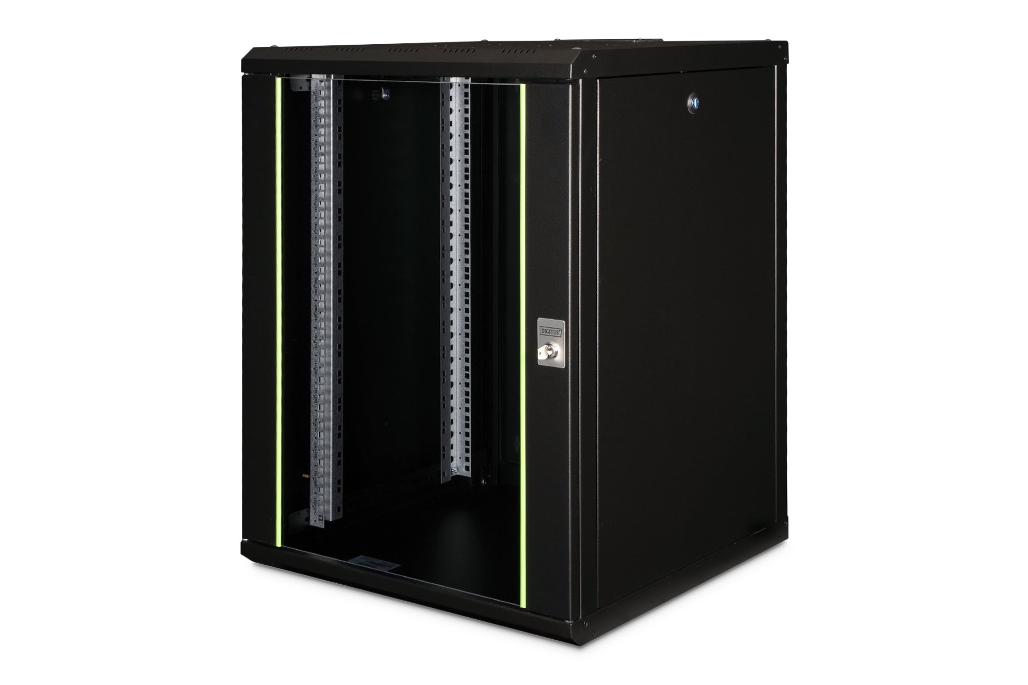 Digitus Unique – 19" Wandverteiler 16U, IP20, abschliessbar, 600 × 600 × 820 mm, schwarz, Stahl