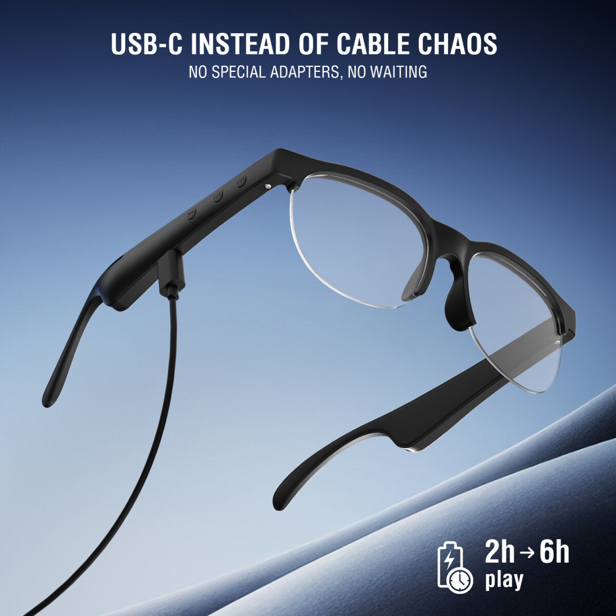 4smarts Soundglass Sport 2 Over-Ear Kopfhörer – Ohrbügel, Stereo, BT 5.3, Schwarz