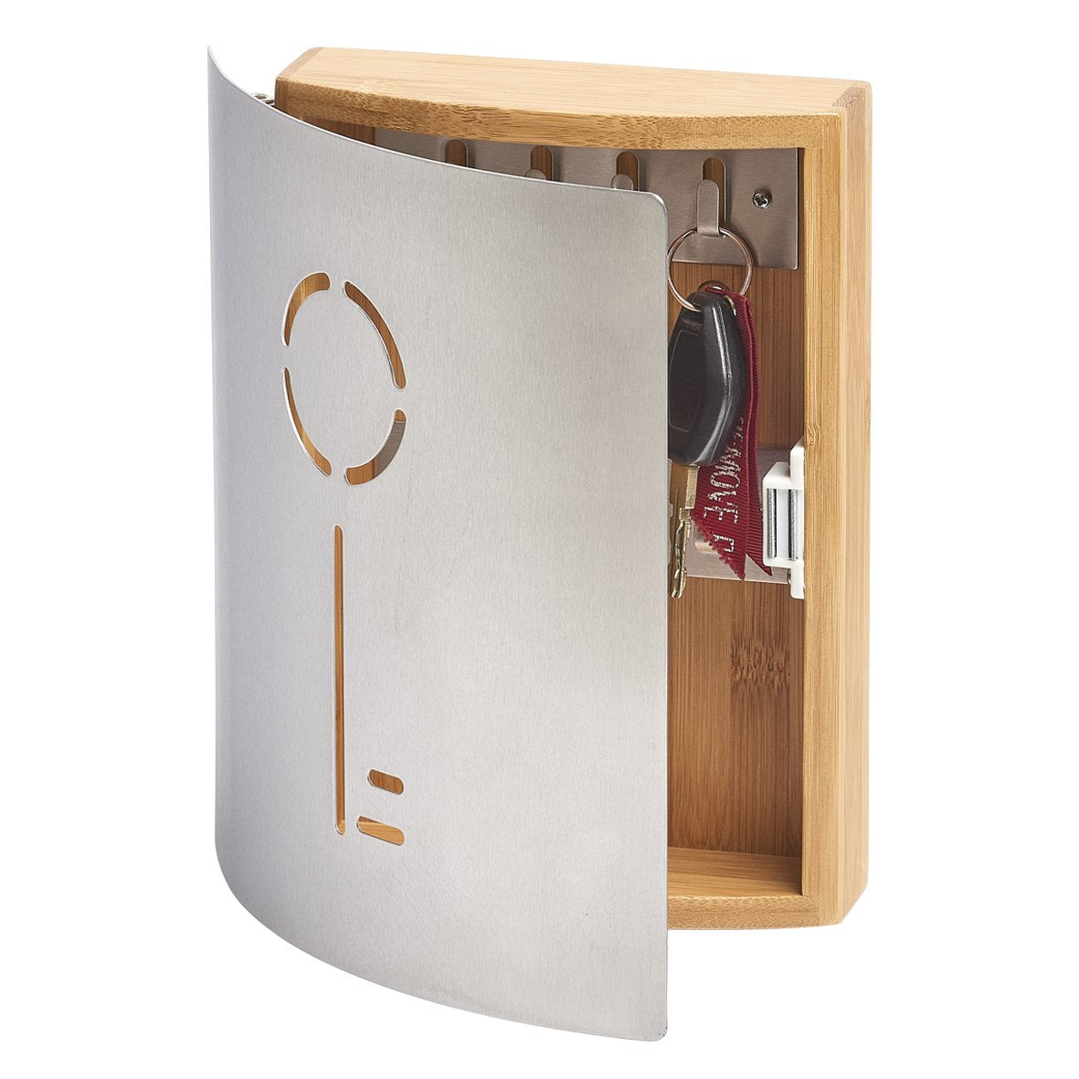 Zeller Present Schlüsselkasten, Bambus, Edelstahl, Holz, 215 × 60 × 245 mm