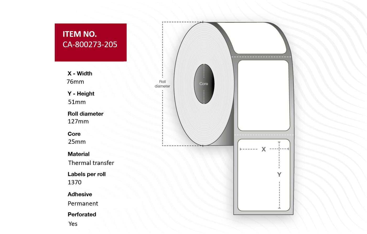Capture Etikettenrolle, 76 mm × 51 mm, 12 Rollen (1'370 Etiketten/Rolle)