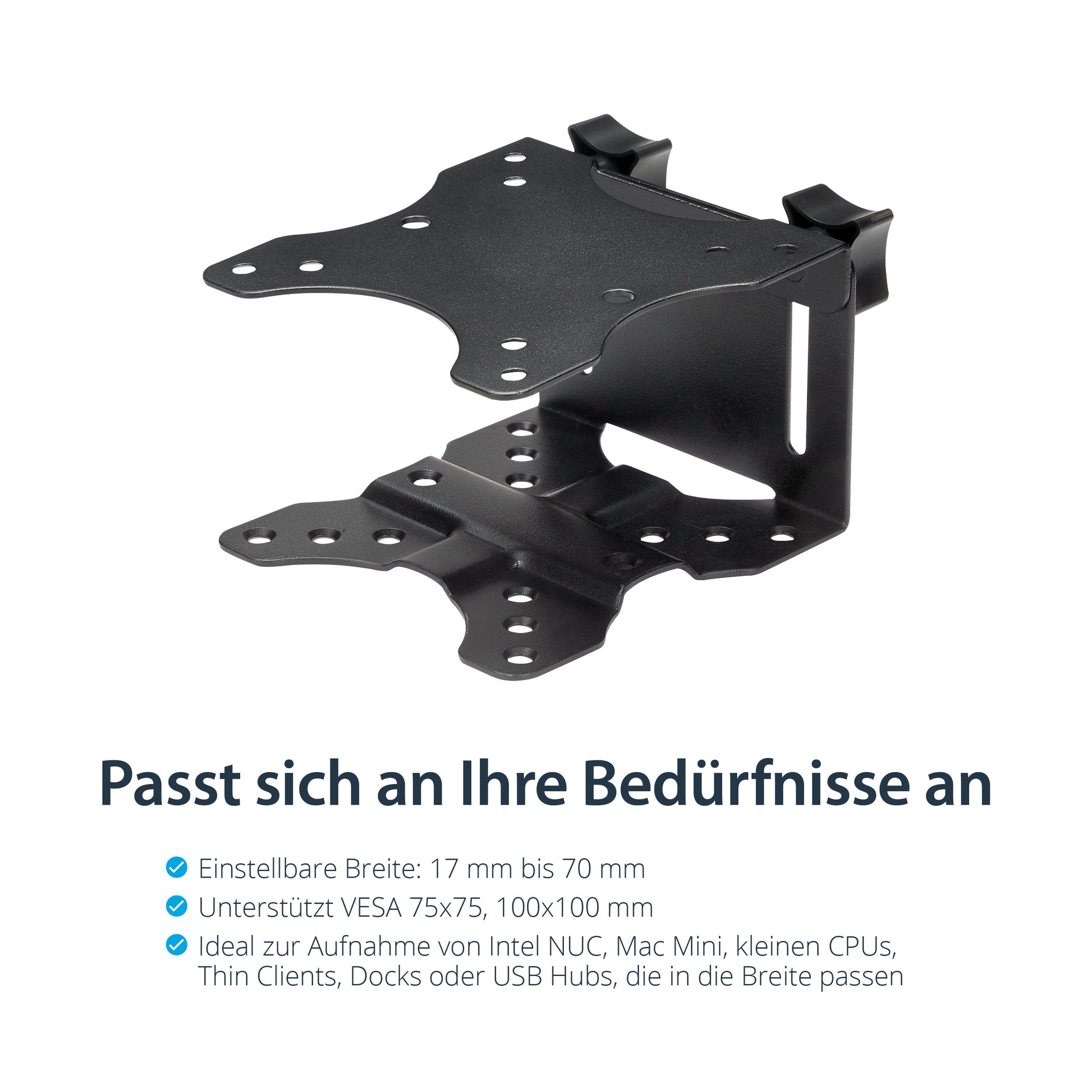 StarTech.com Thin Client Halterung – VESA-Adapterplatte – VESA 75×75/100×100 mm – bis 5 kg – Schwarz
