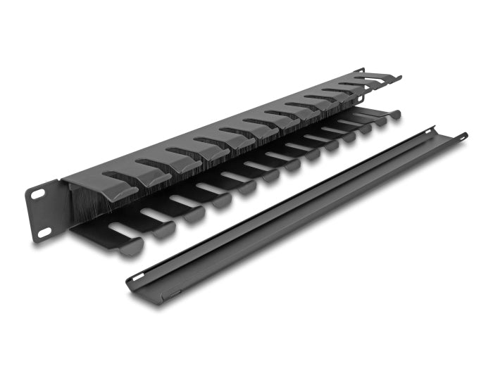 DeLOCK Rangierpanel 19" 1U, Bürste, 2 Öffnungen, Montageset, 483×70×44,5 mm – schwarz
