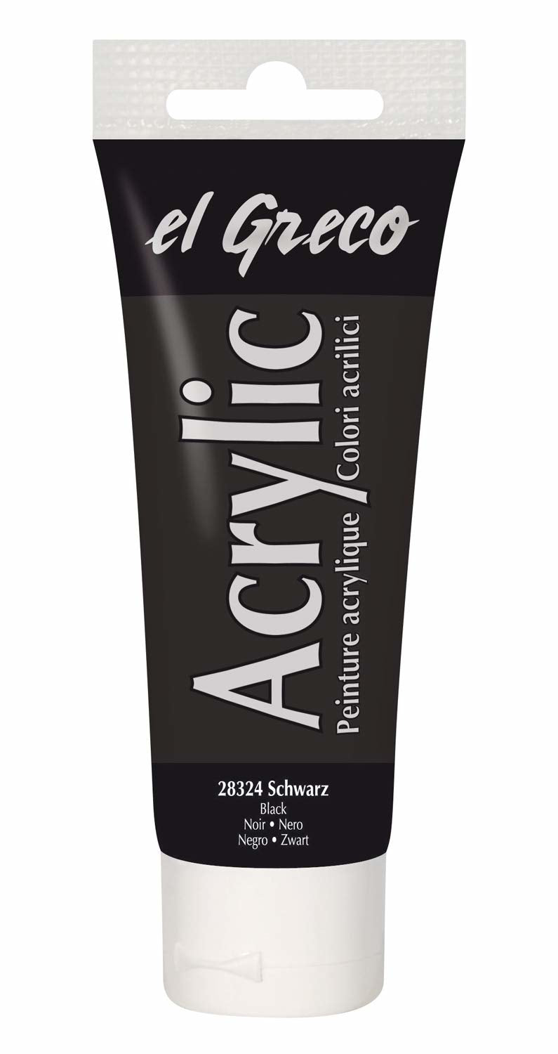 KREUL el Greco Acrylfarbe – Schwarz, glänzend – 75 ml Tube – für Leinwand, Karton, Papier, Stein