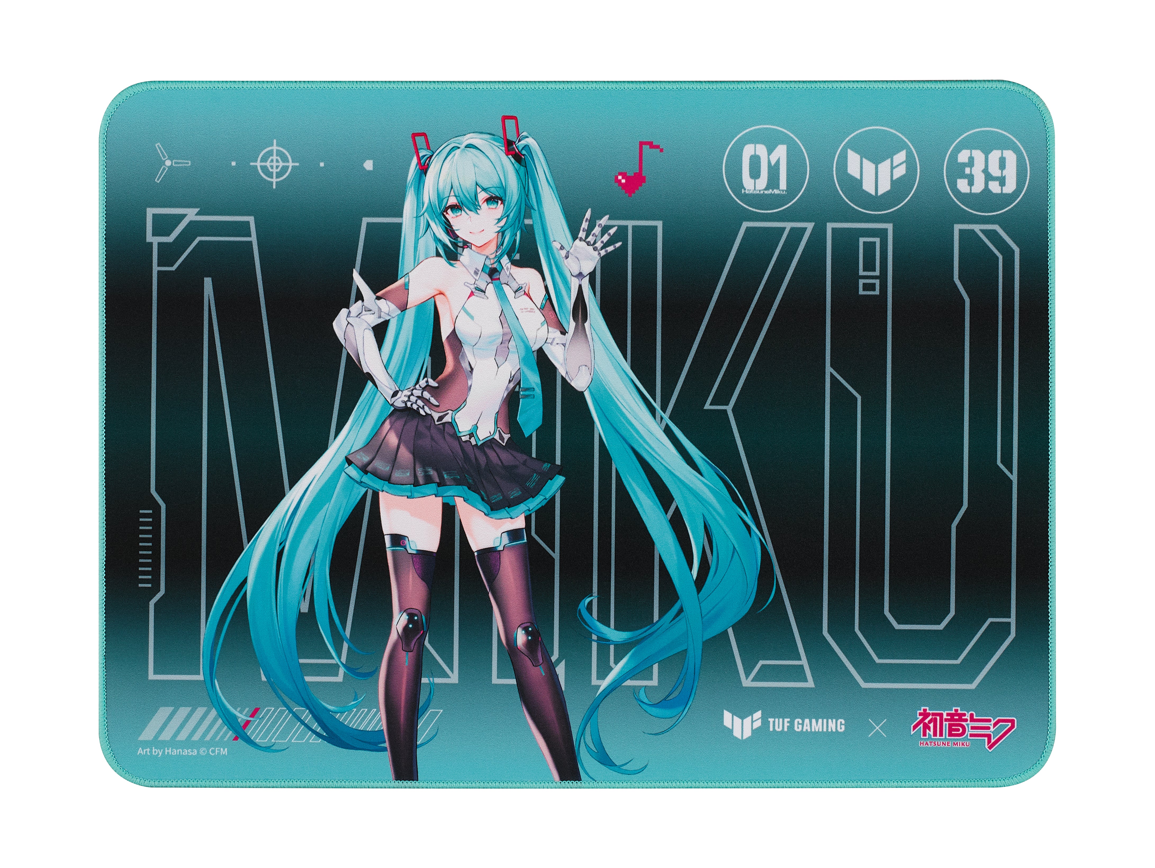 ASUS TUF Gaming P1 Hatsune Miku – Gaming-Mauspad – 360 × 260 mm, Stoff, Türkis